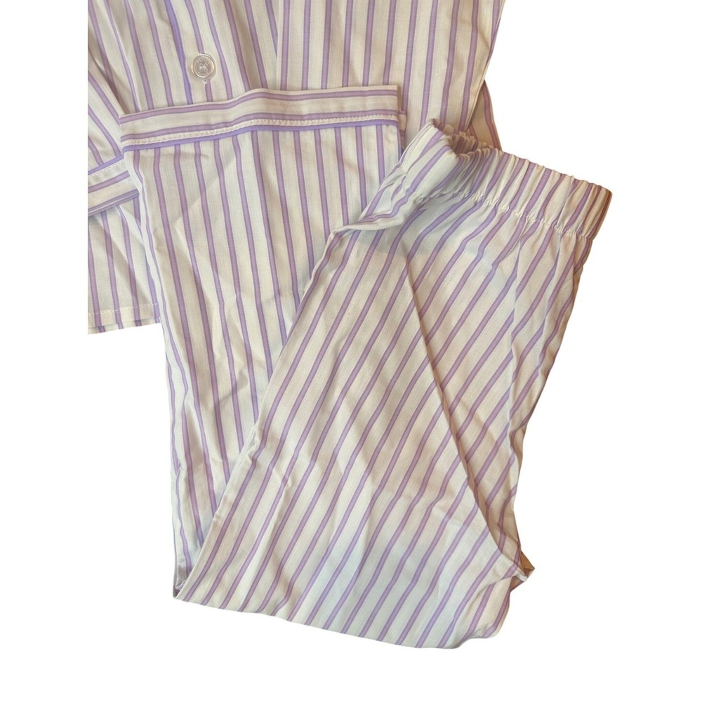 Petite Plume Girls Lavender Stripe Pajama Set Kids Size 7 Purple French Ticking - Picture 4 of 8